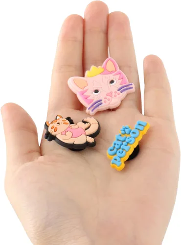 Miniatura 3 de Dijes de decoración de zapatos de gatos, 20 piezas de lindos dijes de animales y gatos para zapatos de mascotas, paquete para sandalias de pulsera