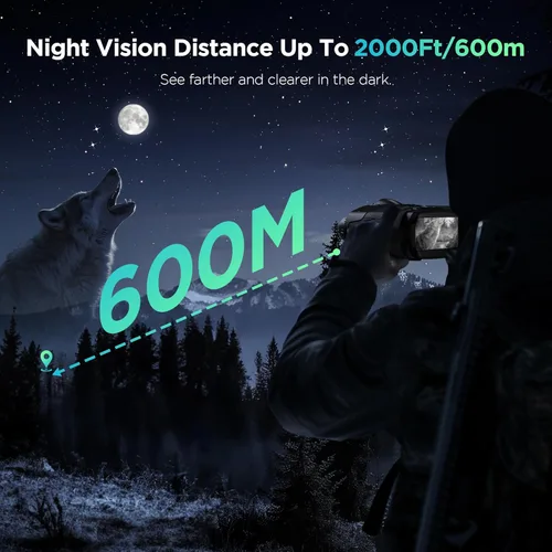 Miniatura 4 de Diyimin Gafas de visión nocturna 4K para adultos, prismáticos infrarrojos de visión nocturna de 2000 pies con luz táctica, zoom digital 8X