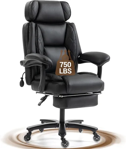 Miniatura 12 de Silla de oficina de masaje con reposapiés, 6 puntos de vibración y Heaing, silla ejecutiva ergonómica de escritorio para oficina en casa