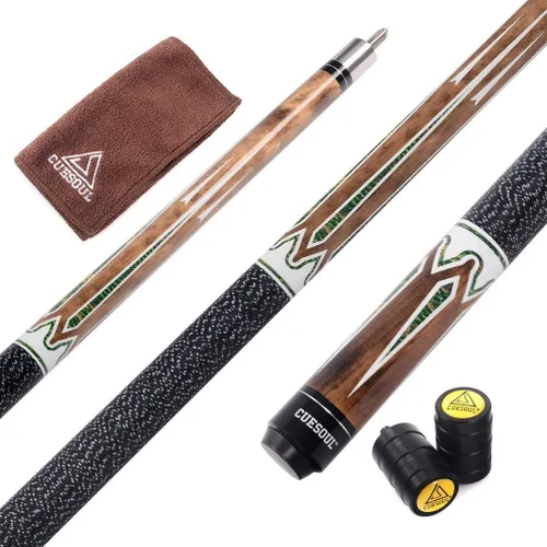 Cuesoul Juego de taco de billar de madera de arce de 58 pulgadas, 19 oz/20 oz, punta de 11.5 mm/13 mm [peso ajustable] 19oz-Marrón sin estuche