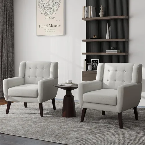 Miniatura 6 de Silla decorativa de piel sintética, moderna silla tapizada para sala de estar, cómodos asientos individuales con botones, asiento de lectura Negro