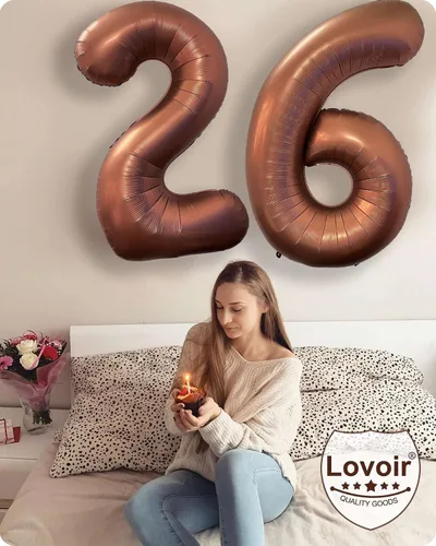 Miniatura 7 de Globo grande de 40 pulgadas con número 2 marrón café, de tamaño jumbo, dígito de mylar de aluminio, globos retro marrones de helio para decoraciones