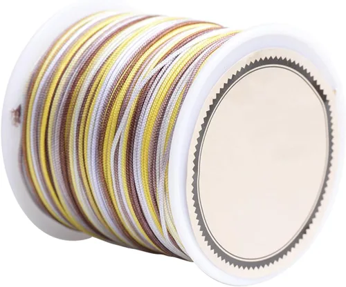 Miniatura 31 de Cordón de nailon para cuentas de 164.0 ft x 0.031 in, hilo de raso satinado de nailon trenzado para manualidades de macramé Mezcla de amarillo 1