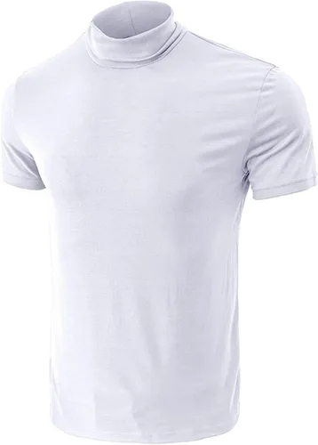 Miniatura 2 de Camiseta de cuello alto falso para hombre, de manga larga, diseño básico, elástica, ligera