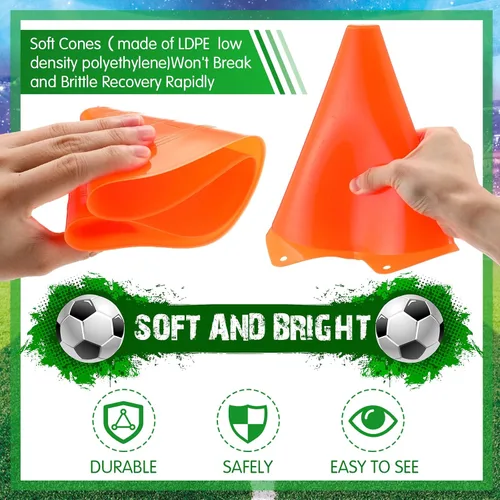 Miniatura 3 de Vinsot 108 Pack Plastic Traffic Cones Set 48 Pack Agility Field Marker Soccer Cones 60 Pack Disc Training Cones with 3 Portable Bags for Skating