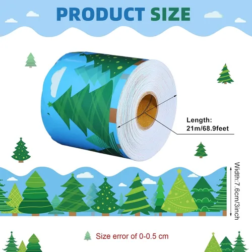 Miniatura 2 de Eaasty Tablero de anuncios de campamento de 69 pies, bordes de árbol, bosque, aula, borde festoneado, pinos, bordes, decoración de papel enrollado