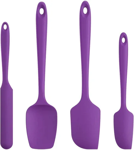 Miniatura 8 de Juego de espátulas de silicona antiadherentes para cocinar, hornear y mezclar, resistentes al calor, aptos para lavavajillas, color negro, juego de 4