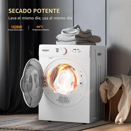 Miniatura 2 de ROVSUN Secadora de ropa portátil de 1.8 pies cúbicos, máquina secadora de carga frontal, secadora de ropa compacta con tambor de acero inoxidable