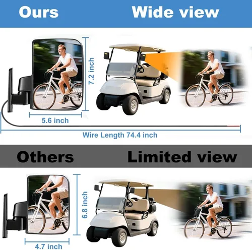 Miniatura 4 de Espejo universal para carrito de golf, espejos laterales para carrito de golf, espejos retrovisores para Club Car EZGO Yamaha UVT AVT Espejos