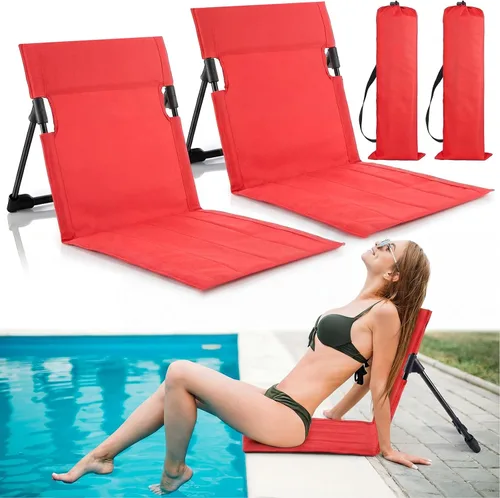 Miniatura 8 de Karenhi Sillas plegables junto a la piscina para borde de la piscina, sillas de playa portátiles con soporte trasero, asientos plegables de piscina