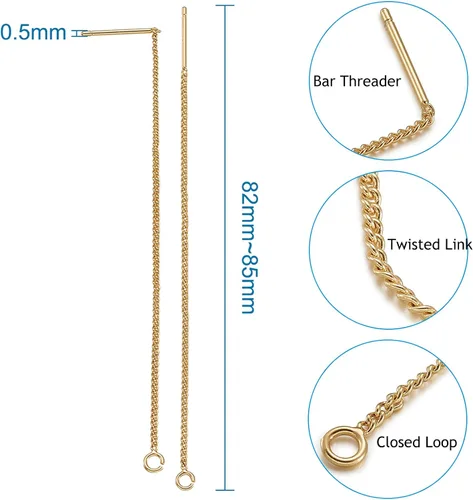 Miniatura 2 de Craftdady Hilos de oreja, Latón 3.23" dorado