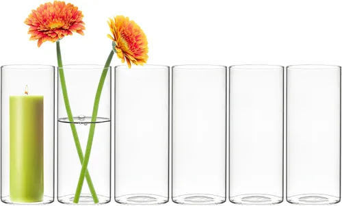 Miniatura 9 de CYS EXCEL Juego de 6 jarrones de cristal pequeños, pequeños jarrones de flores transparentes para centros de mesa de boda, decoración de mesa