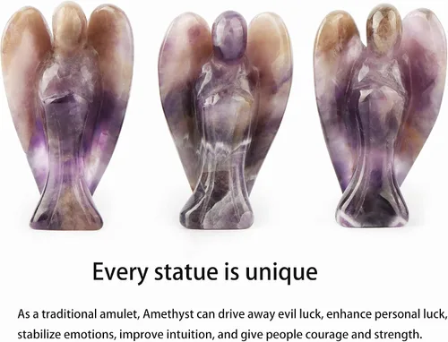 Miniatura 4 de Artistone Ángel de amatista de 2 pulgadas, ángel curativo de cristal tallado a mano, estatua de ángel guardián de bolsillo con caja de regalo