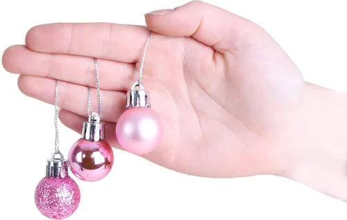 Miniatura 4 de Christmas Concepts® Juego de 25 mini bolas para árbol de Navidad - 25 mm - Adornos colgantes decorados con acabado brillante, mate y purpurina