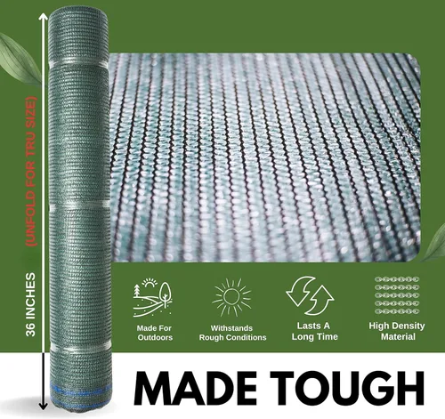 Miniatura 3 de WindscreenSupplyCo] Rollo de tela para sombra con ojales de 60% 1.78 m x 30.48 m, red resistente a los rayos UV para jardín, invernadero, flores