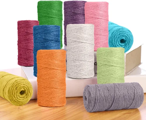 Miniatura 5 de JeogYong Cuerda de yute de 0.079 pulgadas, 328 pies de grosor, cuerda de yute natural de 3 capas para manualidades, envoltura de regalos, embalaje