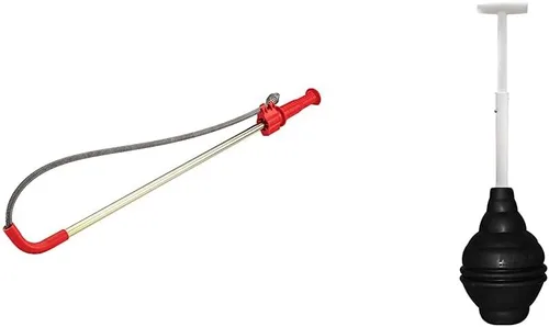 RIDGID 59787 Modelo K-3 - Barrena de inodoro con serpiente y cabeza de bombilla de 3 pies y desatascador de inodoro BeehiveMAX Korky 96-4AM, color