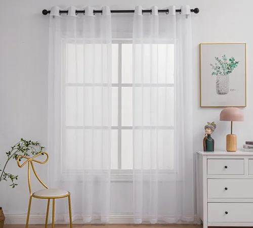 Miniatura 28 de PI - Cortinas traslúcidas con paneles pequeños, cortina transparente para ventana de cocina, mirador, 2 paneles