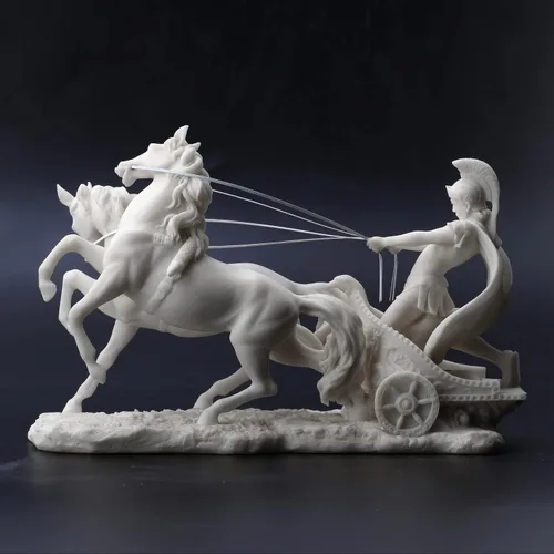 Miniatura 4 de Veronese Design Centurión romano de 10 1/4 pulgadas en dos caballos carro estatua de resina mármol acabado blanco