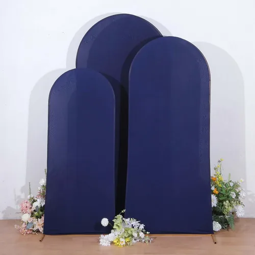 Miniatura 18 de Efavormart Juego de 3 Fundas de Arco de Boda de Spandex Lavanda Mate Ajustadas para Soportes de Telón de Fondo Chiara de Parte Superior Redonda