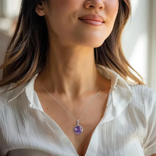 Miniatura 20 de Collares de plata de ley 925 con piedras preciosas para mujer, piedra natal, collares con colgante de plata, collar de plata de declaración de plata