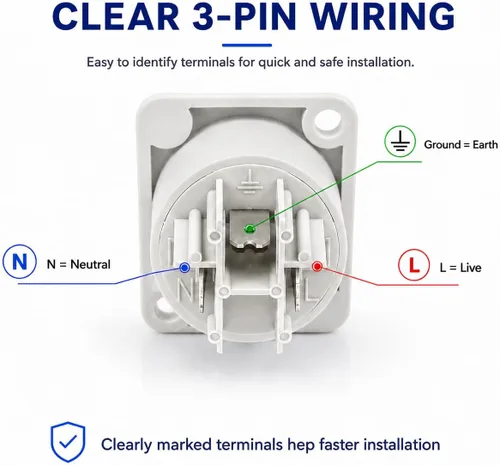 Miniatura 3 de Toronce - Conector macho de 3 pines AC Powercon conector azul/blanco con 14 Awg 1.5 pies PoweCable 20A/250V para pantalla LED de luz de escenario