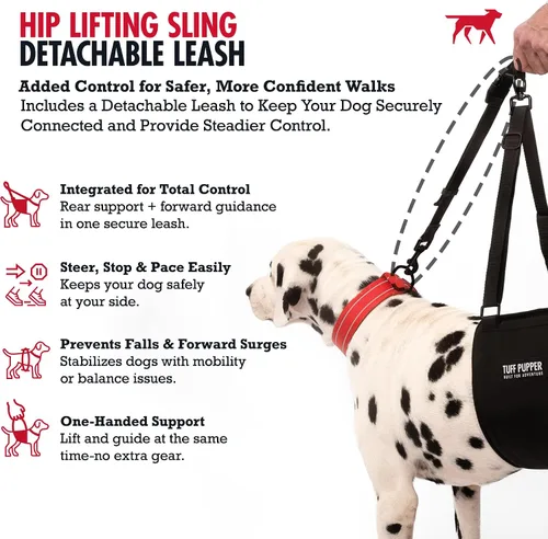 Miniatura 3 de Tuff Pupper Arnés de cadera para perros Soporte de elevación trasera para perros mayores y lesionados Ayuda de movilidad ajustable Mango
