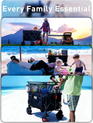 Miniatura 12 de VIC Super Cart & Table 1 = 5 Juego de 680 libras de capacidad mega de 54 pulgadas, carrito plegable extra alto extra largo, carritos plegables
