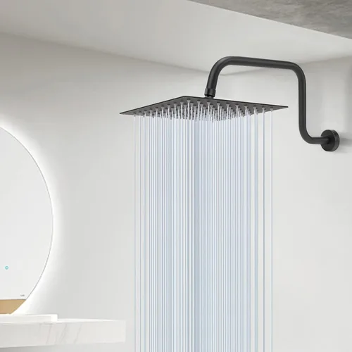 Miniatura 8 de NearMoon Brazo de extensión de ducha en forma de S con brida, tubo extensor de cabezal de ducha de tiro alto, extensión horizontal, conexión Negro