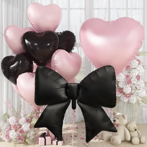 Miniatura 22 de Globos de Corazón Beige Neutro de 30", Globos de Papel de Aluminio con Lazo Grande, 10 Piezas de Globos Gigantes de Lazo Crema de 38" con Juego