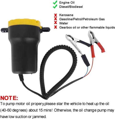 Miniatura 3 de Extractor de bomba de cambio de aceite mejorado, bomba de transferencia de fluido diésel de aceite de motor de 12 V 60 W, bomba de extracción rápida