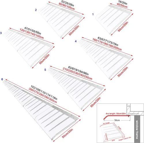 Miniatura 4 de Toldo invisible para ventana, cubierta de policarbonato empalmado con ranuras, toldo transparente para lluvia, toldo para patio, balcón, aire