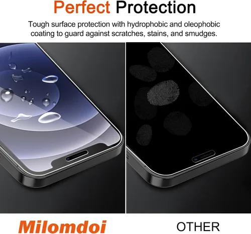Miniatura 5 de Milomdoi Paquete de 3 protectores de pantalla para Apple iPhone 12 con 3 protectores de lente de cámara de vidrio templado, accesorios Ultra 9H