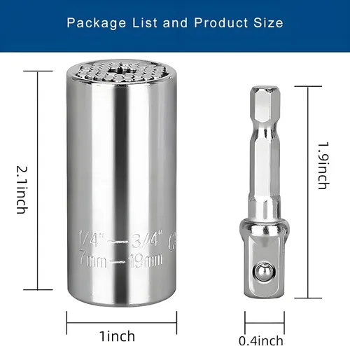 Miniatura 7 de [2PCS] Llave de vaso universal súper para estándar 1/4'' - 3/4'', 7mm-19mm métrico, llave de vaso ajustable multifunción con llave de trinquete, kit