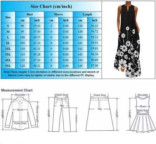 Miniatura 2 de Vestido largo de verano para mujer casual sin mangas con cuello en V holgado bohemio para playa con bolsillos A1