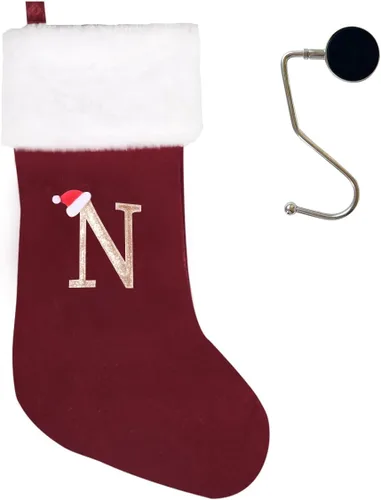 Miniatura 103 de Medias de Navidad de 20 pulgadas con monograma, letras, medias súper suaves grandes de Navidad, medias de monograma rojo para Navidad, regalo