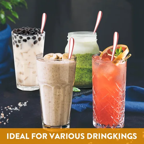 Miniatura 2 de 8 PCS Cucharas Agitadoras de Cóctel de Mango Largo, Té Helado, Café, Cuchara de Té Helado de Acero Inoxidable, 7.7 Pulgadas, Oro Rosa