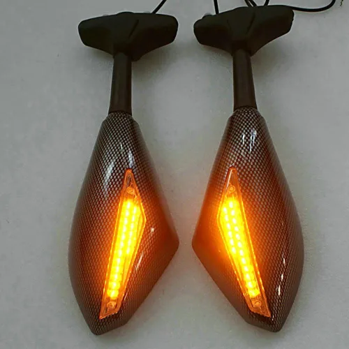 Miniatura 2 de Yibid Espejos laterales integrados para motocicleta con luz intermitente LED compatibles con Kawaski ZRX 1200S, ZZR1200, ZX-6R, 636, 6RR 1998-2006