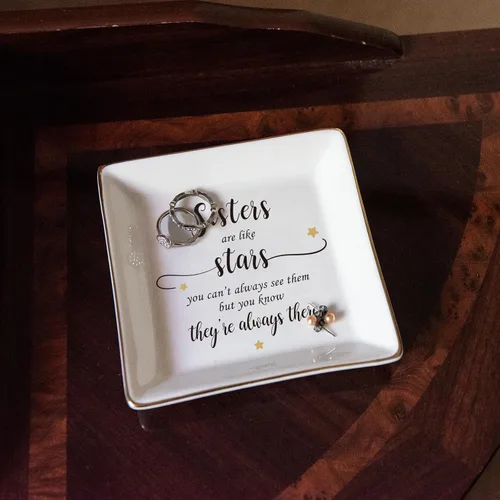 Miniatura 3 de HOME SMILE - Bandeja de cerámica para anillos para mamá, hermana, amigas