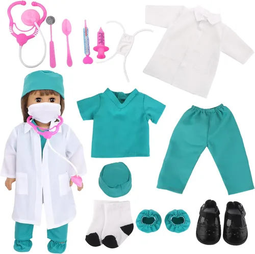Miniatura 10 de MSYO Juego médico de 18 pulgadas con bata blanca, herramientas quirúrgicas y quirúrgicas, disfraz de juego de rol para niños de 3 a 12 años, se