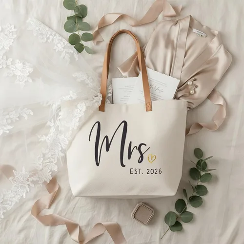 Miniatura 3 de ELEGANTPARK Mrs Bag Mrs Gifts 2025 Regalos para novia, bolsa de mano para boda, despedida de soltera, despedida de soltera, luna de miel, bolsa