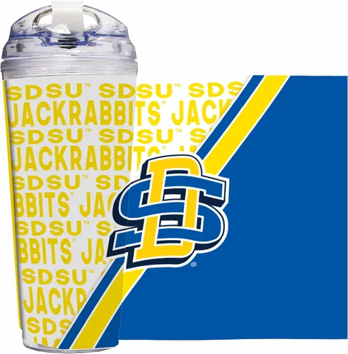 Miniatura 105 de Rico Industries Taza acrílica NCAA estándar de 24 onzas con tapa con bisagra, taza de doble pared oficialmente licenciada con pajita