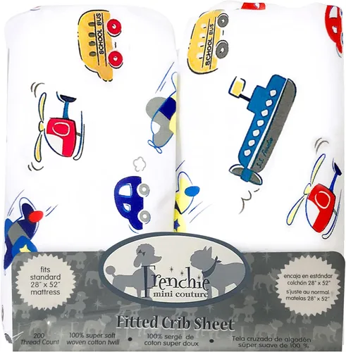 Miniatura 16 de Frenchie Mini Couture Sábanas bajeras para cuna, 100% algodón, se adaptan a colchones de niños pequeños, estrellas azules, 28 x 52 pulgadas, paquete
