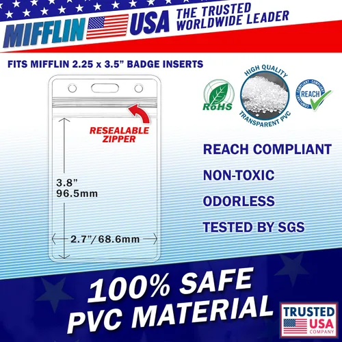 Miniatura 3 de USA - Soporte de plástico impermeable para tarjetas de identificación (transparente, 2.25 x 3.5 pulgadas, paquete de 1000), soporte vertical