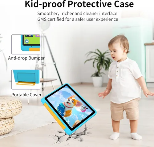 Miniatura 5 de PRITOM Tablet Android 15 para niños, tableta de 10 pulgadas para niños, 64 GB + 1 TB expandible, WiFi 6, control parental, juegos educativos Azul