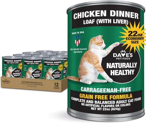 Miniatura 10 de Dave's Pet Food Paté húmedo sin granos para gatos (Turquía), fabricado en Estados Unidos naturalmente saludable, conservado, vitaminas y minerales