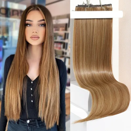 Miniatura 17 de REECHO Extensiones de cabello con pinzas, extensiones de cabello grueso y largo, extensiones de cabello sintético ligero para mujer, 24 pulgadas a