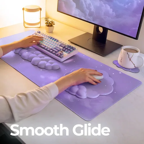 Miniatura 8 de Juego de reposamuñecas Cloud de alta calidad para teclado y mouse pad – Accesorios de escritorio ergonómicos de espuma viscoelástica con soporte