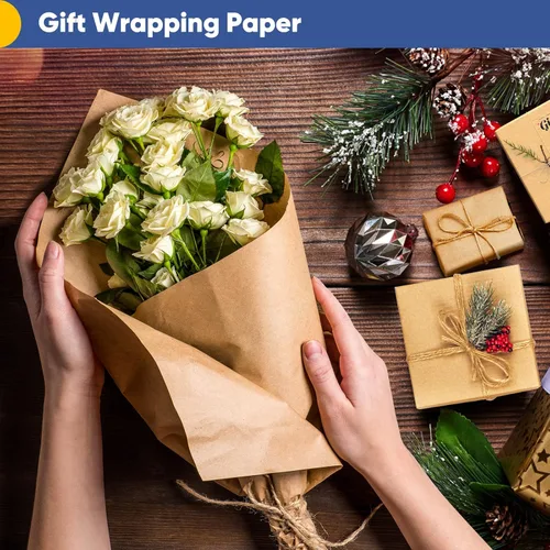 Vanhench Papel de regalo de 15 x 450 pulgadas y 17.8 x 1200 pulgadas, rollo de papel de regalo, papel para manualidades, rollo de papel kraft, papel