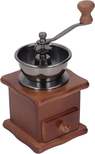 Miniatura 3 de Oumefar Molinillo de café manual, fácil de operar, molinillo de café manual, base de madera retro, núcleo de acero inoxidable, ajustable